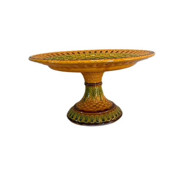 Antique 19th Century English Majolica 13 Pc Basketweave Dessert Service by Wittman & Roth, London For Sale - Image 4 of 12