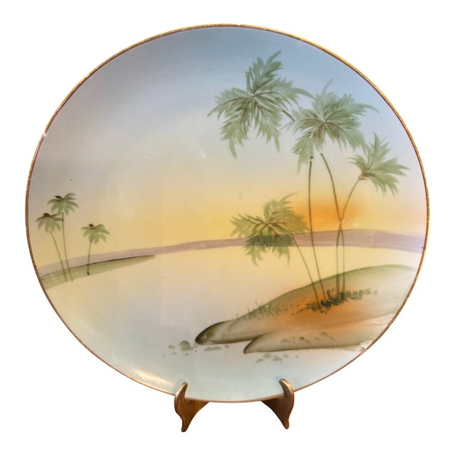 Antique Hand-Painted Nippon Porcelain Cabinet Plate, C. 1900–1920 For Sale