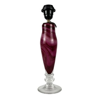 Pink Marbled Glass Lamp Base by René Courson, 1980s For Sale