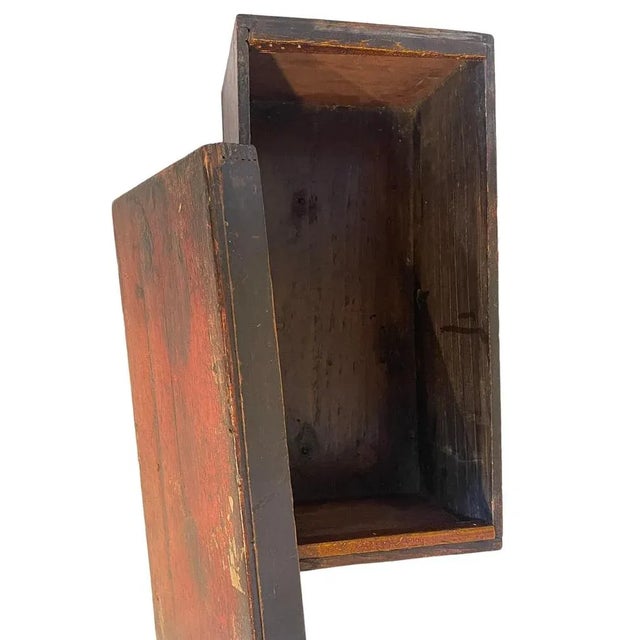 Brown Hand-Decorated Wooden Box, 19th Century For Sale - Image 8 of 9