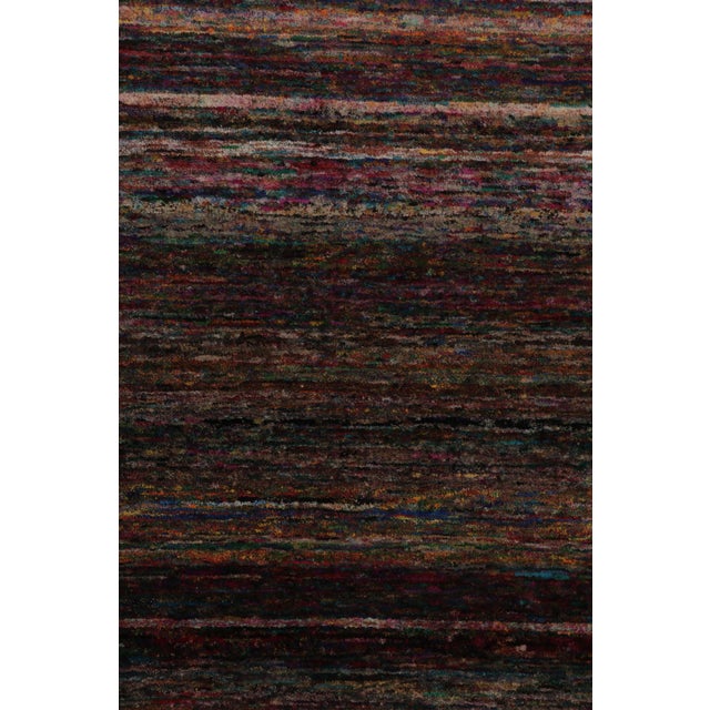 Rug & Kilim’s Modern Textural Rug, Vibrant Polychromatic Striae Over Pink Tones For Sale In New York - Image 6 of 8