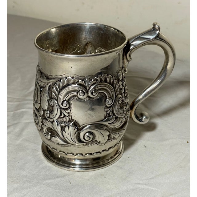 Antique 18th Century Irish Dublin Tooled Sterling Silver Chased Mug Cup Stein For Sale - Image 10 of 15