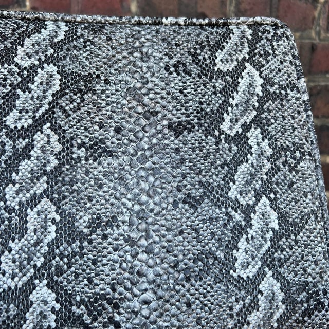 Faux Snake Skin and Metal Armchair by All-Steel Reupholstered Restored For Sale - Image 12 of 13