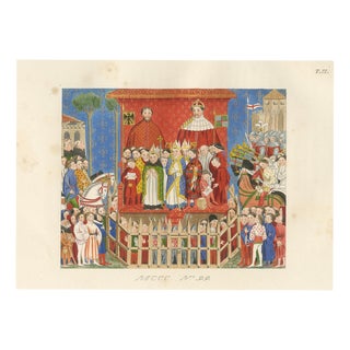 Paul Mercuri, Medieval Coronation Ceremony Costume Plate, Hand-Colored Print, 1845 For Sale