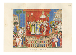 Paul Mercuri, Medieval Coronation Ceremony Costume Plate, Hand-Colored Print, 1845
