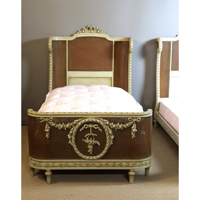 Wood Set of Louis Xvi Style Caned Beds, 1890s For Sale - Image 7 of 12