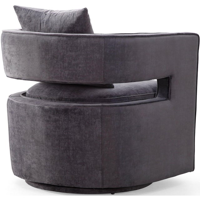 2020s Kennedy Grey Velvet Swivel Chair For Sale - Image 5 of 10
