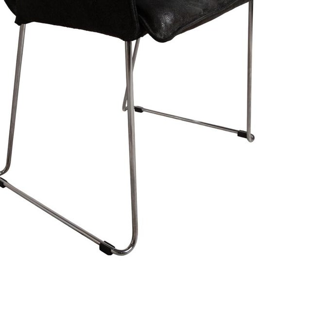 Animal Skin Mexico Chairs in Black Leather and Chrome from KFF For Sale - Image 7 of 16