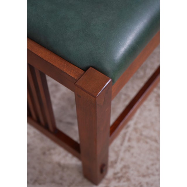 Stickley Stickley Mission Cherry Leather Bench For Sale - Image 4 of 16