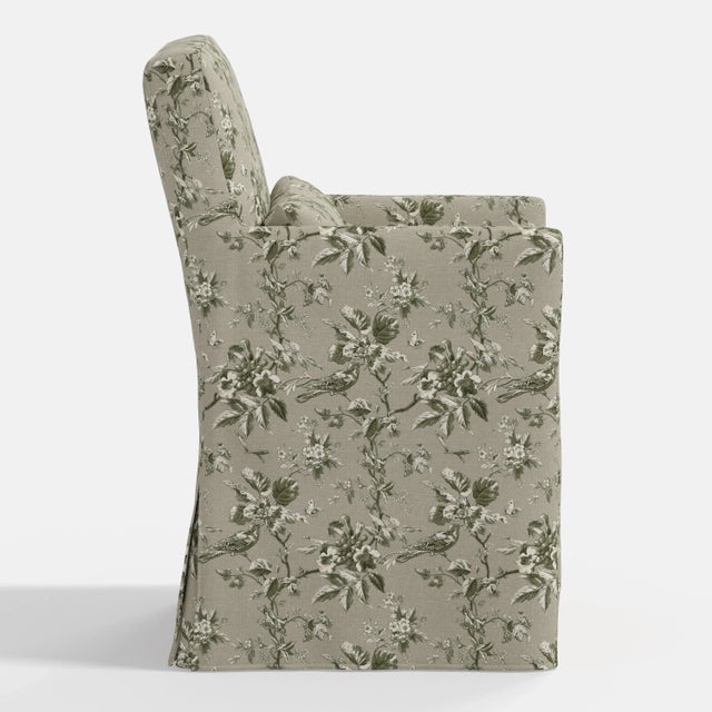 Not Yet Made - Made To Order Stoffer Home x Cloth & Company Lindy Slipcover Dining Arm Chair in Michigan Bird Toile Olive For Sale - Image 5 of 7