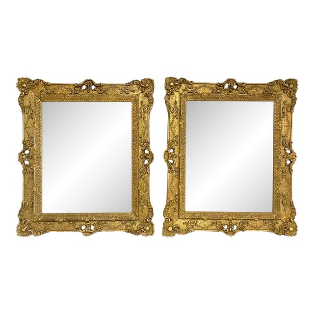 Early 20th Century Ornate Gilded Regency Mirrors- Set of 2 For Sale