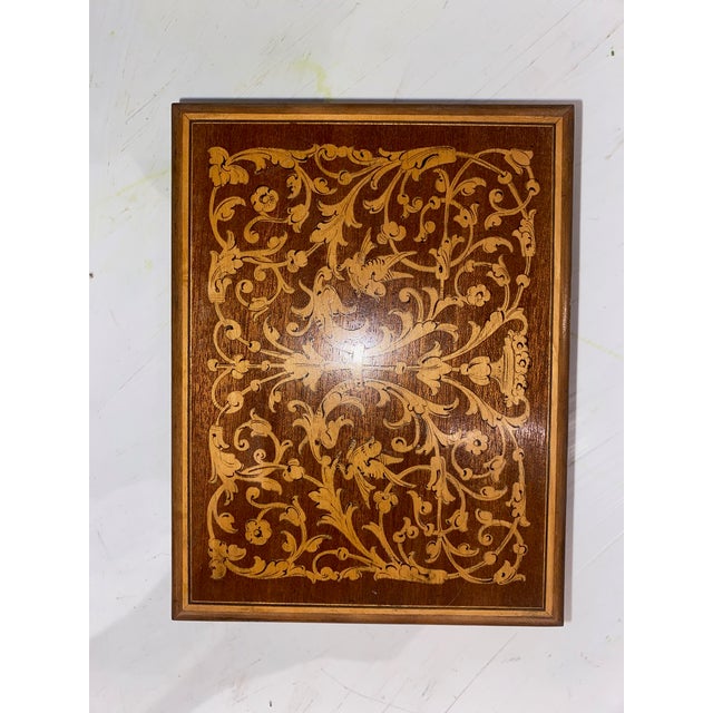 Baroque Antique Inlaid Wood Musical Box, Venice Italy For Sale - Image 3 of 4