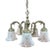Vintage Spanish Neoclassical Style Etched Frosted Glass 5 Light Chandelier For Sale
