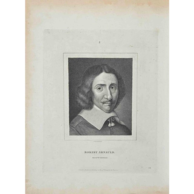 Portrait of Robert Arnauld is an original etching artwork realized by Thomas Holloway for Johann Caspar Lavater's "Essays...
