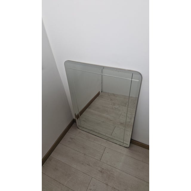 Mirror in Turin Finely Ground Grooves Wooden Structure from Cristal Art, 1970s For Sale - Image 8 of 12