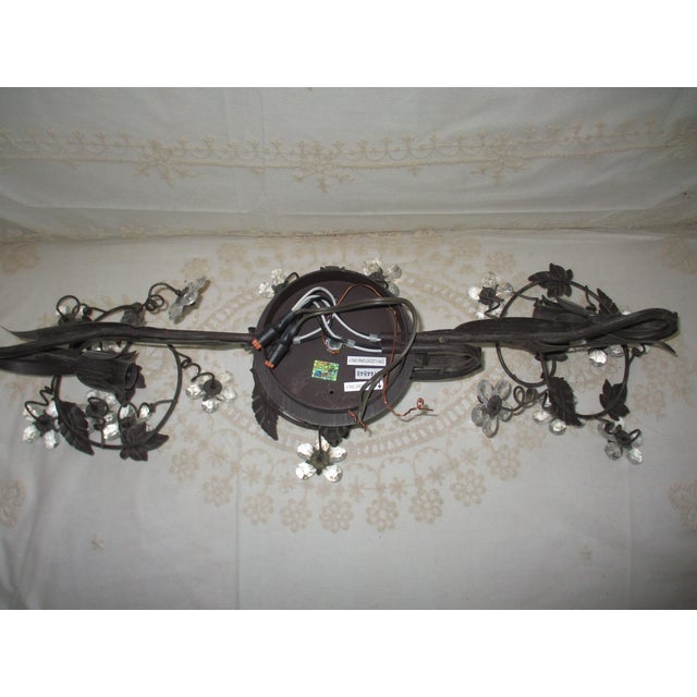 Bronze 1980s French Style Art Nouveau Bronze Wall Mount Metal & Glass Flower Vanity Lamp For Sale - Image 8 of 9