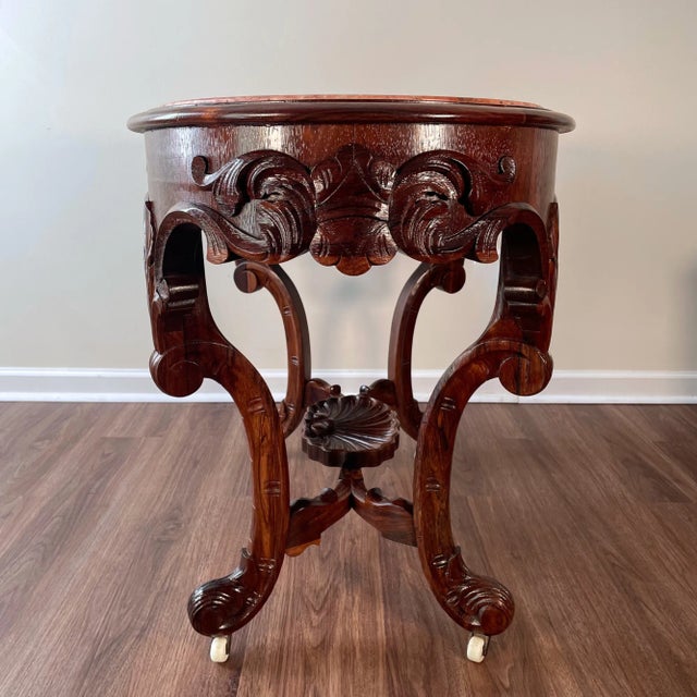 Victorian Late 19th Century Antique Carved Rococo Style Rosewood Console Table For Sale - Image 3 of 10