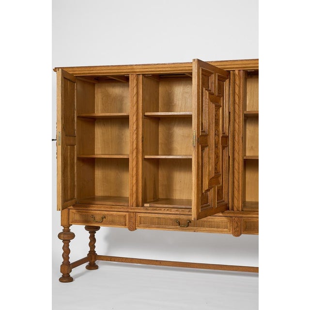 1920s Sideboard with Carved Panels and Turned Legs, 1920s For Sale - Image 5 of 10