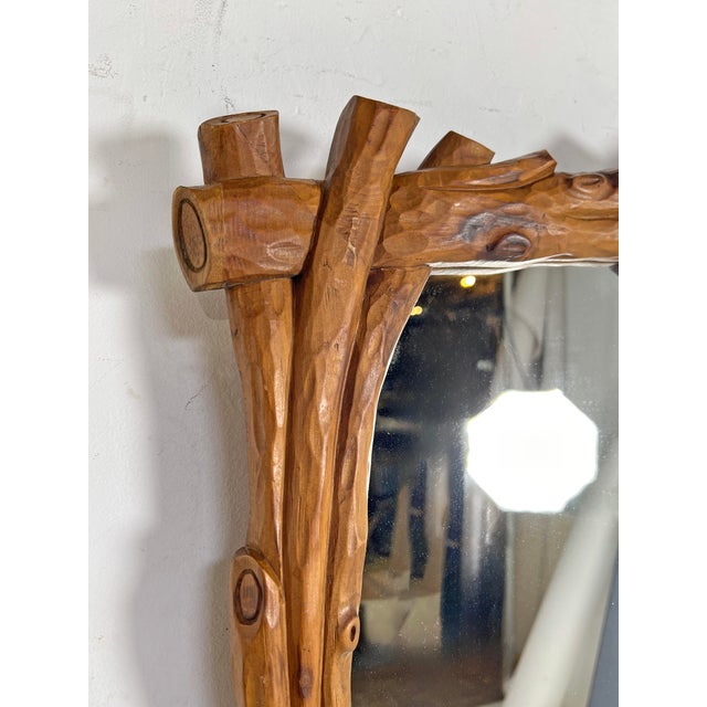 C. 1940s Carved Wood Black Forest Style Mirror, Made in Italy For Sale In Boston - Image 6 of 6