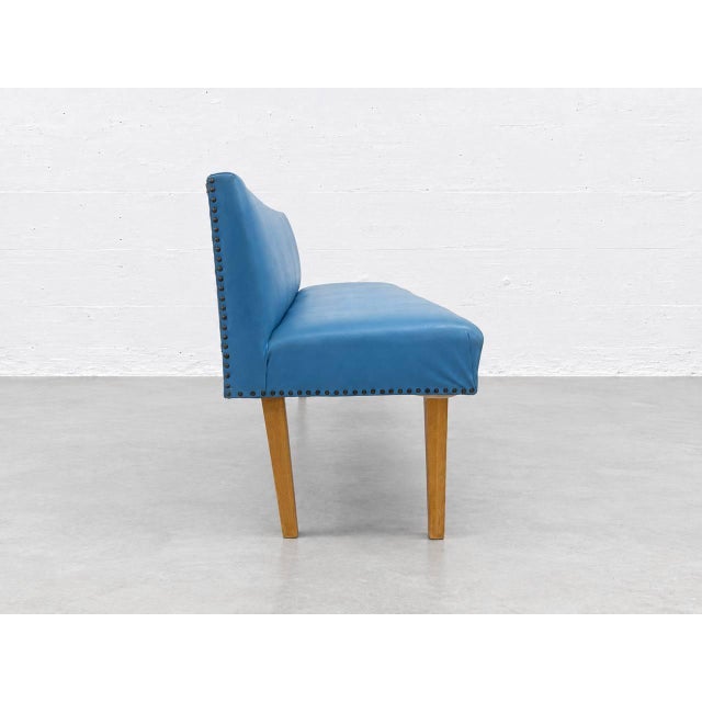 Vintage Bench Seat in Blue Imitation Leather, 1960s For Sale - Image 6 of 13