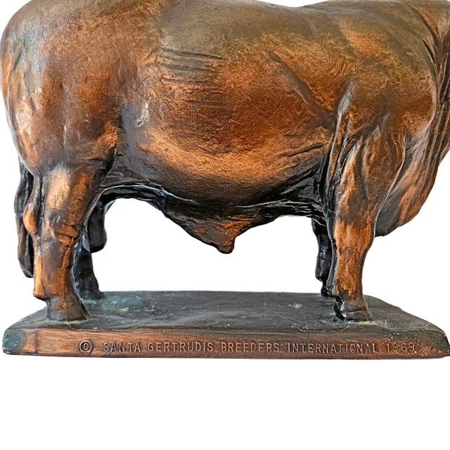 1969 Vintage Santa Gertrudis Breeders International Bronze Bull Trophy Statue For Sale - Image 9 of 13