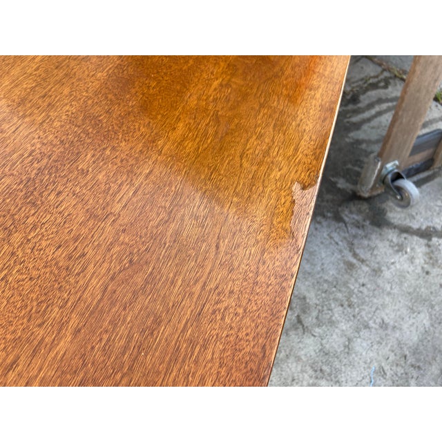 Wood Art Deco Stow & Davis Mid Century Modern Walnut Boomerang Fan Executive Desk For Sale - Image 7 of 12