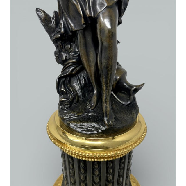 Antique Pair French Bronze Ormolu Candlesticks Albert-Ernest Carrier-Belleuse For Sale - Image 4 of 13