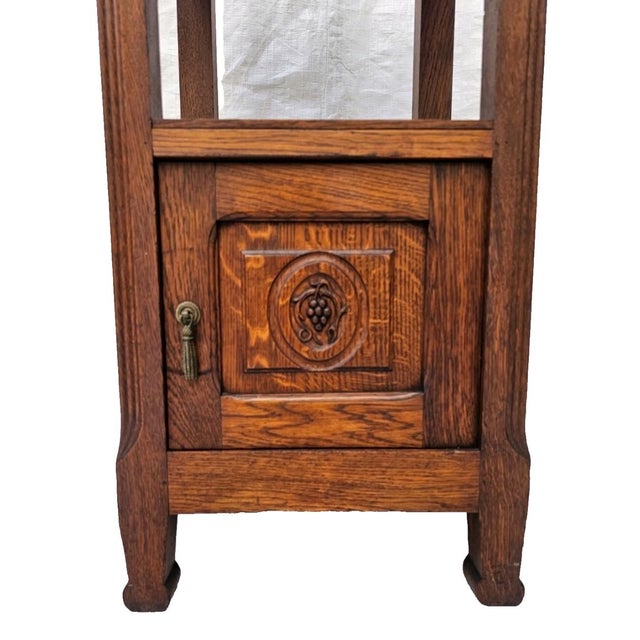 Antique 1920s French Oak Nightstand With Carved Grape Motif & White Marble Top For Sale - Image 12 of 18