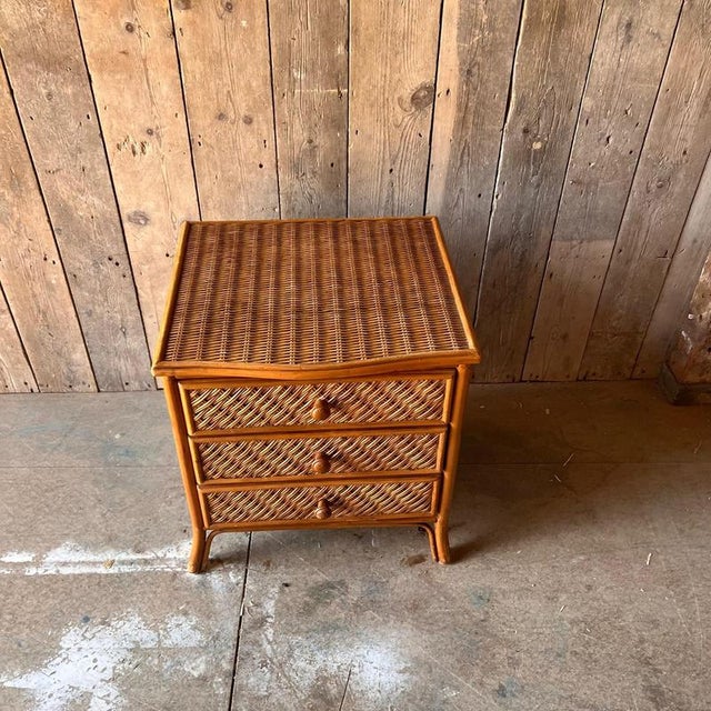 Vintage Wicker Bedside Table with Drawers For Sale - Image 4 of 6