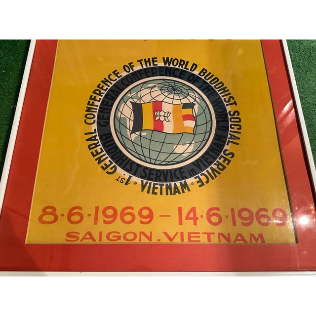 Original Vietnamese War Era Buddhist Social Service Poster, 1969, Framed For Sale - Image 9 of 9