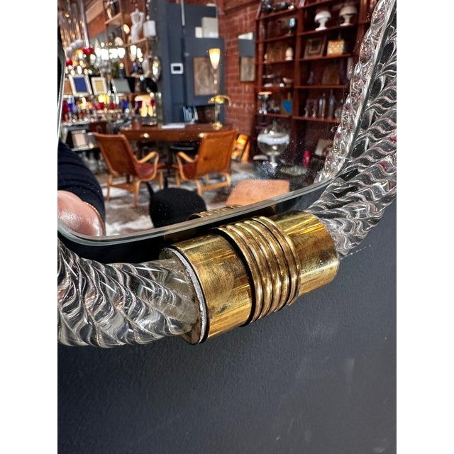 Metal Vintage Italian Curvilinear Murano Wall Mirror 1940s For Sale - Image 7 of 7