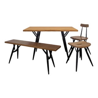Pirkka Dining Set by Imari Tapiovaara for Laukaan Puu, 1950s, Set of 4 For Sale