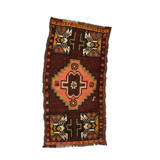 Vintage Mini Turkish Wool Rug For Sale - Image 4 of 4