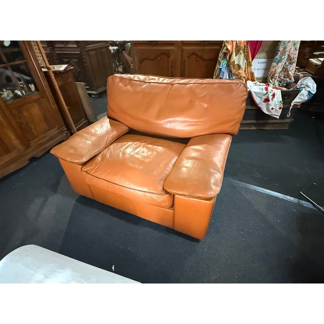 Leather Sofa and Armchair, 1970s, Set of 2 For Sale - Image 3 of 7