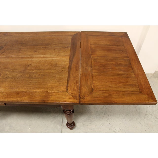 Brown Italian Extendable Walnut Table, 19th Century For Sale - Image 8 of 11