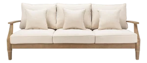 Martinique Wood Patio Sofa, Natural/Beige