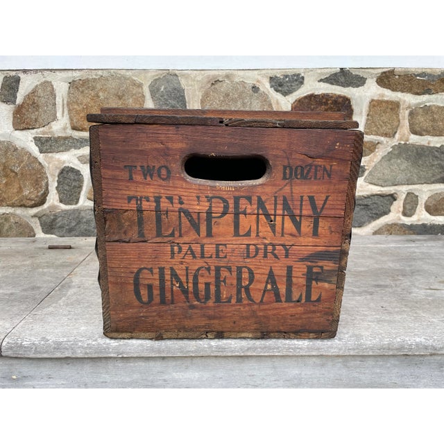 An ANTIQUE TENPENNY Ginger Ale Wooden Crate Box Chest. This is a RARE FIND from the Prohibition Era....1920's. It measures...