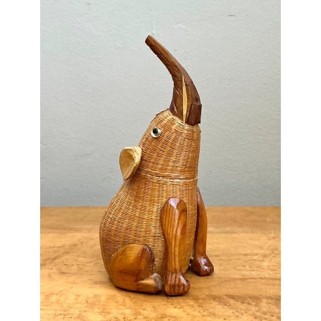 Vintage Shanghai Weave Rattan Elephant For Sale - Image 4 of 12