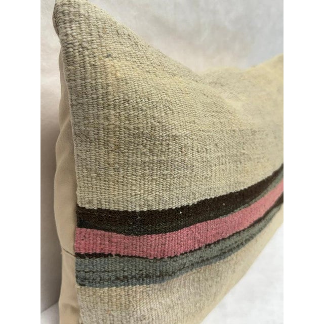 Turkish Hemp Pillow Cushion Natural Beige Black Pink Green Pillow Cushion Cover 16" x 24" For Sale - Image 4 of 4