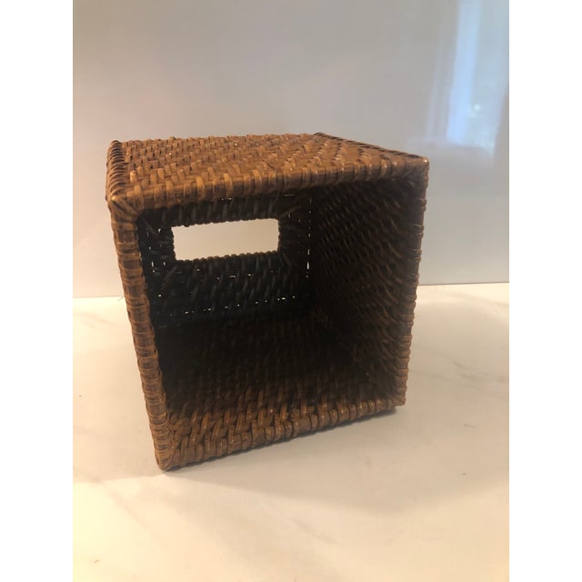 Vintage Rattan Tissue Box Cover With Rectangle Opening For Sale - Image 4 of 8