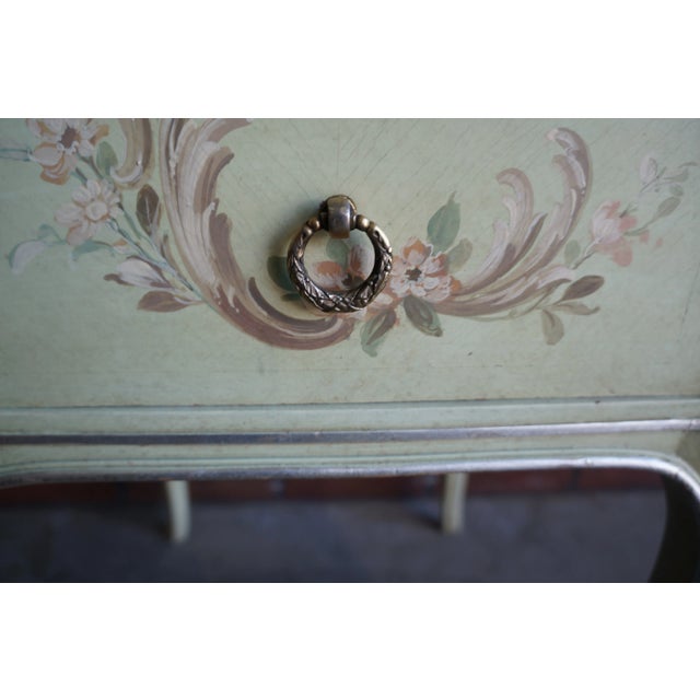 French Provincial Antique Hand Painted Marble Top French Provincial Nightstand For Sale - Image 3 of 10