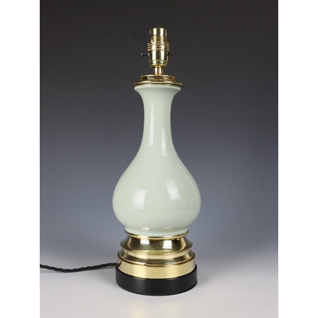 Victorian French Celadon Glazed Ceramic Table Lamp, 1890 For Sale - Image 6 of 11