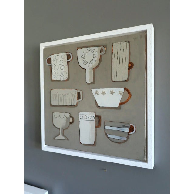 2025 Contemporary 'Cup Collective' Original Mini Naive Style Acrylic Painting by British Artist Annemarie Derrick, Framed For Sale - Image 6 of 12