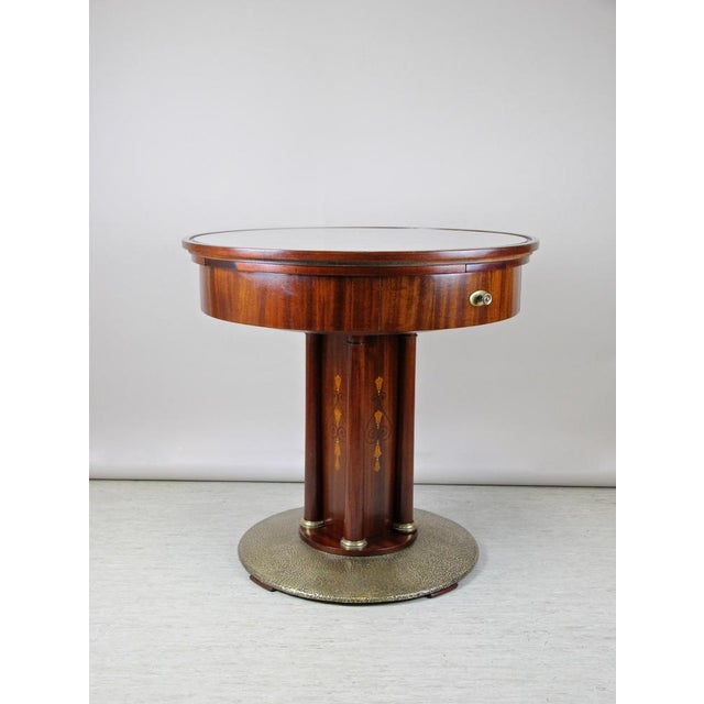 Art Nouveau Mahogany Gaming Table with Hammered Brass Base, Austria, 1910s For Sale - Image 6 of 14