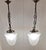 Antique Ceiling Lamps on Patinated Brass Mounts and Frosted, Teardrop-Shaped Glass Shades, 1900s, Set of 2 For Sale - Image 3 of 9