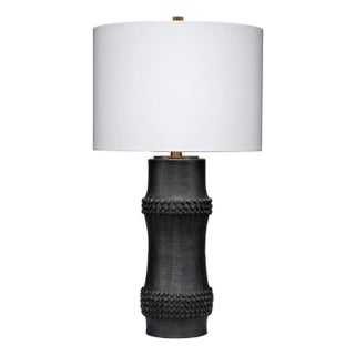 Jamie Young Rail Polyresin Table Lamp with Linen Shade, Black For Sale
