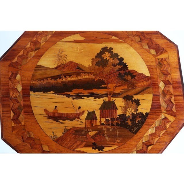 Brown Vintage French Art Deco Octagonal Side Table, 1925 For Sale - Image 8 of 10