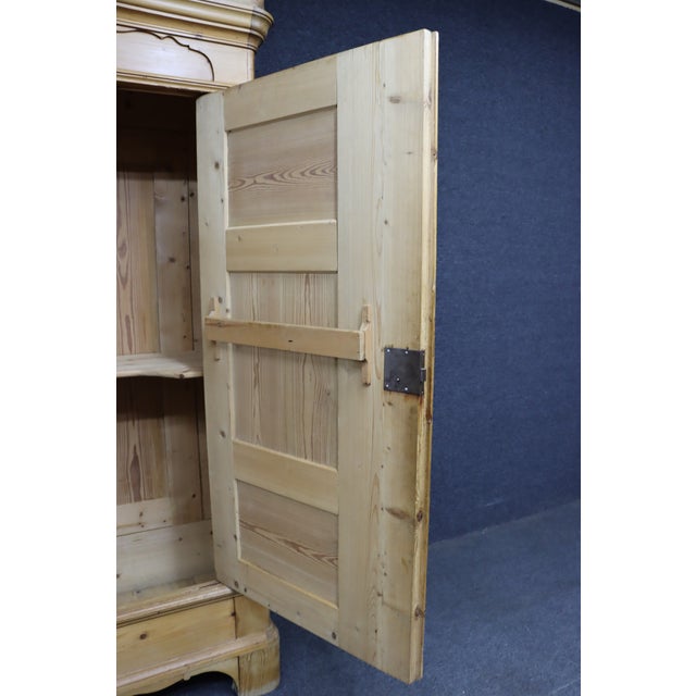 Tan Antique Pine Armoire With Paneled Doors For Sale - Image 8 of 16
