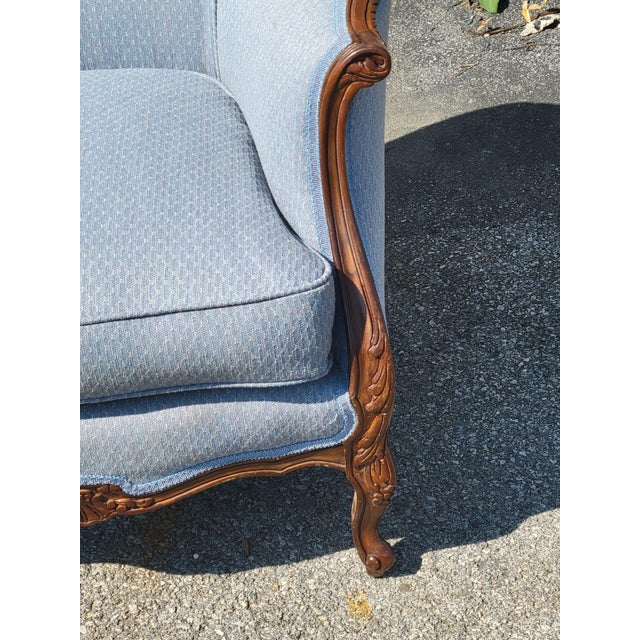 Sky Blue 1930 Italian Club Living Room Chair Beachwood For Sale - Image 8 of 17