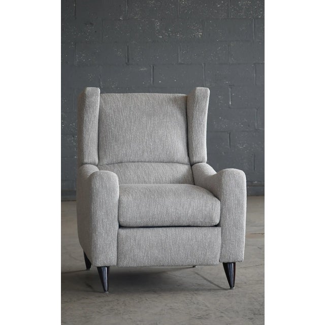 Mid-Century Modern 1990s Vladimir Kagan Style Juno Wingback Recliner Chair Newly Reupholstered For Sale - Image 3 of 11